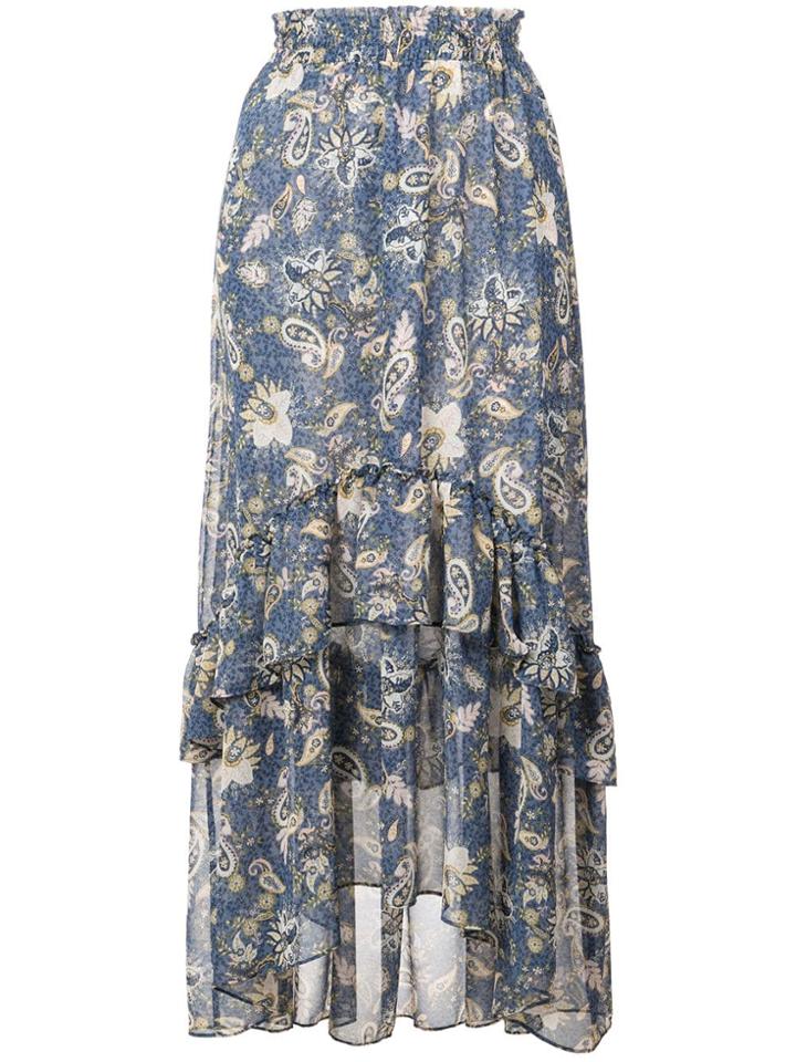 Misa Los Angeles Paisley Print Midi Skirt - Blue