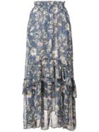 Misa Los Angeles Paisley Print Midi Skirt - Blue