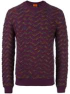Missoni Zigzag Pattern Jumper, Men's, Size: 52, Pink/purple, Wool