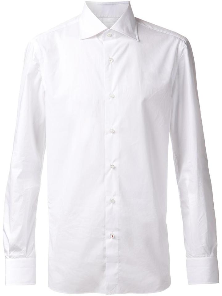 Isaia Cut-away Collar Shirt, Men's, Size: 15, White, Cotton