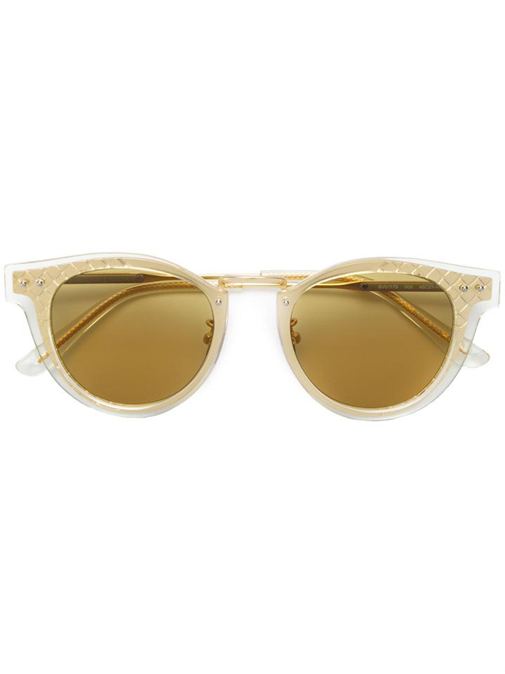 Bottega Veneta Eyewear Layered Round Frame Sunglasses - Metallic