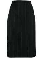 Yves Saint Laurent Vintage Stripe Fitted Pencil Skirt - Black