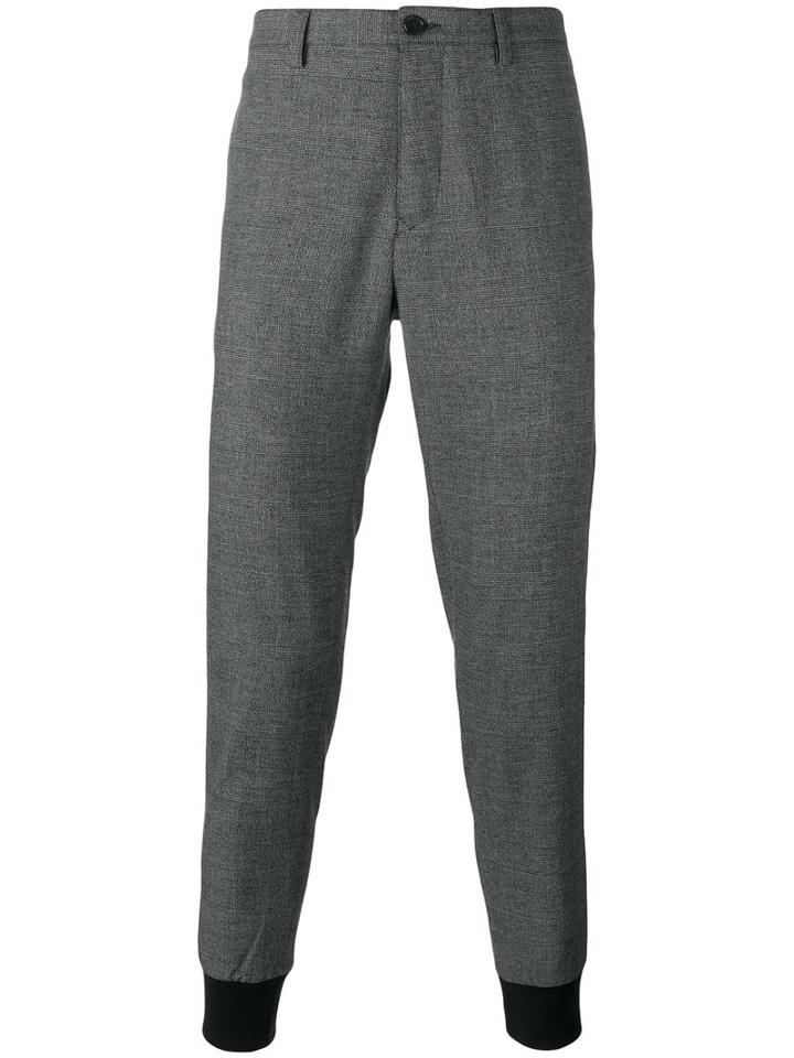 Burberry Ribbed Cuff Checked Trousers, Men's, Size: 48, Grey, Cotton/wool/polyamide
