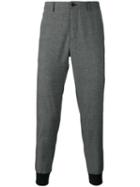 Burberry Ribbed Cuff Checked Trousers, Men's, Size: 48, Grey, Cotton/wool/polyamide