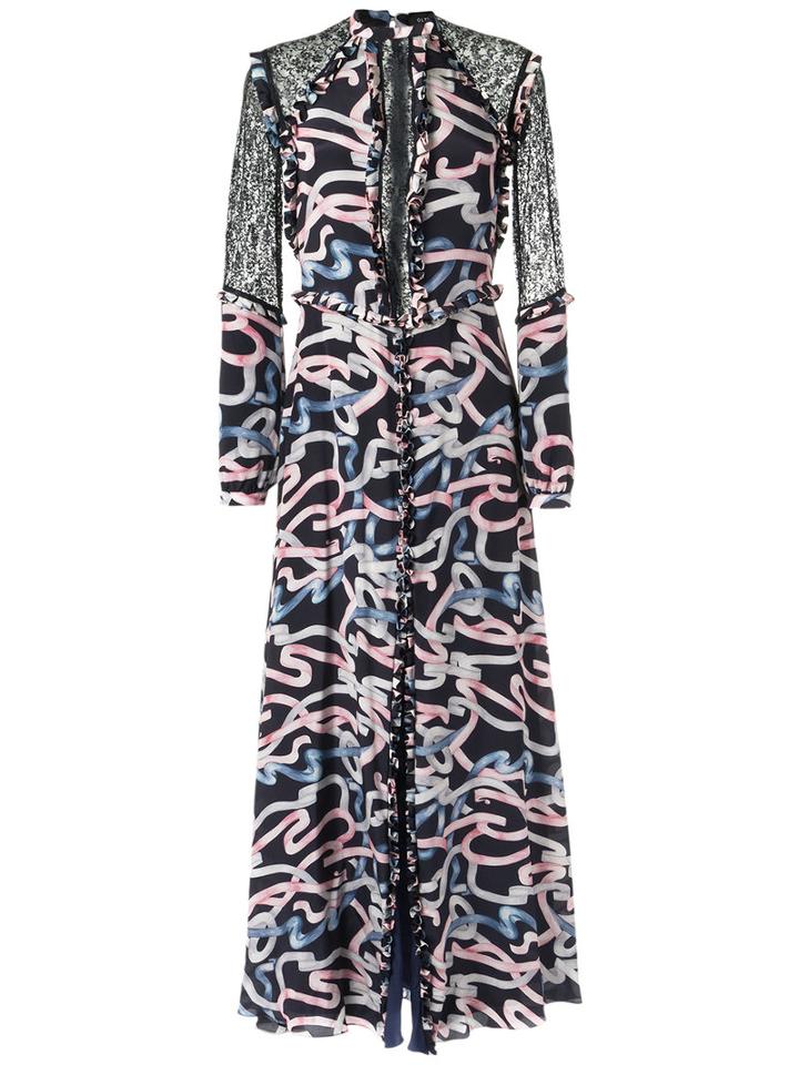 Olympiah - Lace Panelled Gown - Women - Silk - 34, Blue, Silk