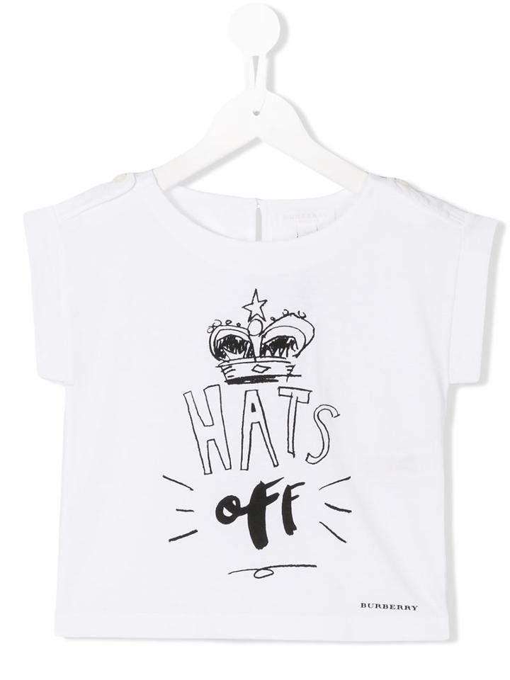 Burberry Kids Hats Off T-shirt, Girl's, Size: 6 Yrs, White