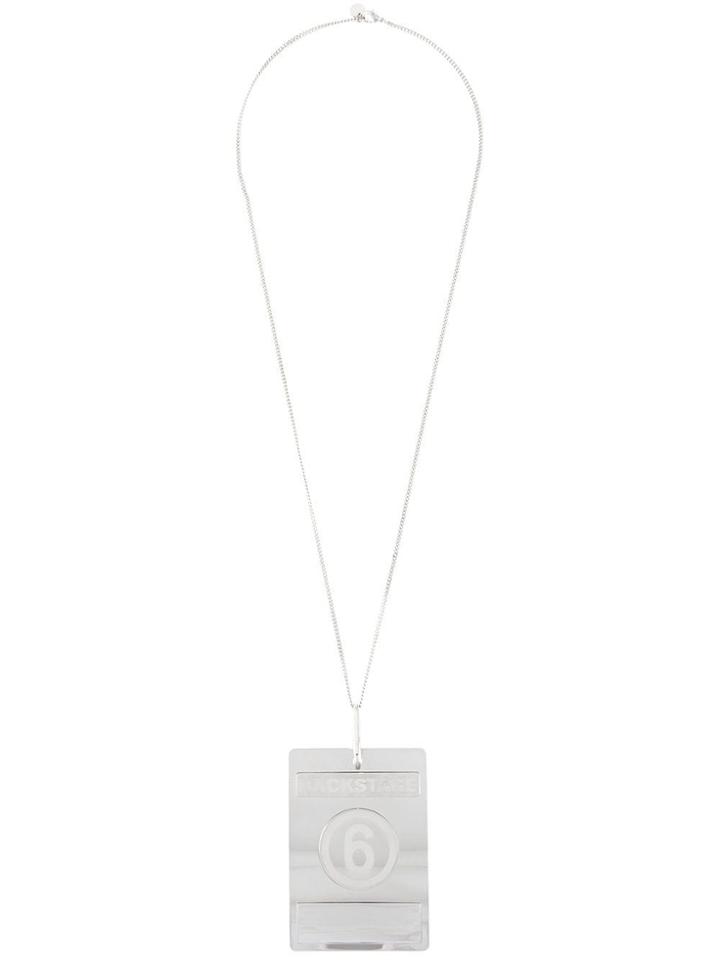 Mm6 Maison Margiela Embossed Backstage Pass Necklace - Metallic