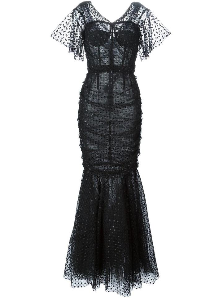 Dolce & Gabbana Fish Tail Evening Dress, Women's, Size: 40, Black, Polyester/polyamide/spandex/elastane/cotton