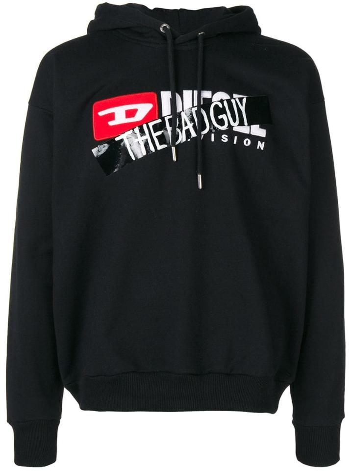 Diesel Logo Patch Hoodie - Black