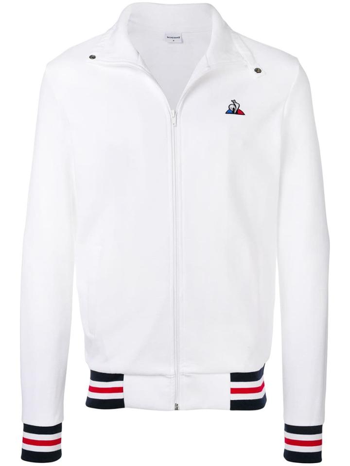 Le Coq Sportif Striped Trim Sports Jacket - White