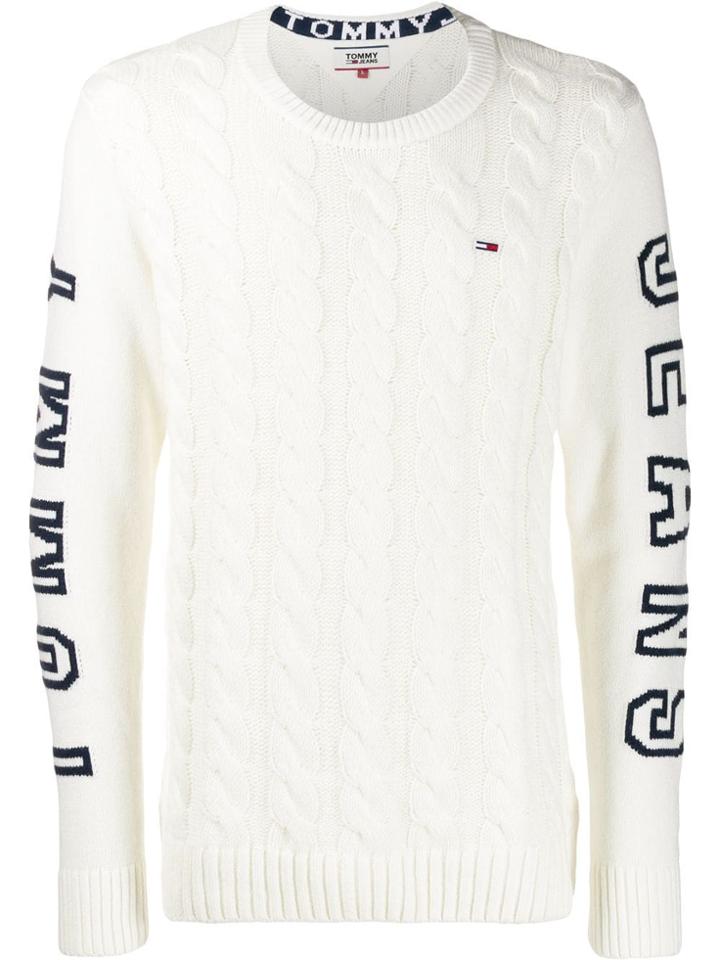 Tommy Jeans Panelled Cable-knit Jumper - White