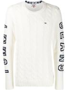 Tommy Jeans Panelled Cable-knit Jumper - White