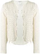 Lamberto Losani Woven Suede Cardigan, Women's, Size: Large, Nude/neutrals, Cotton/suede/polyamide