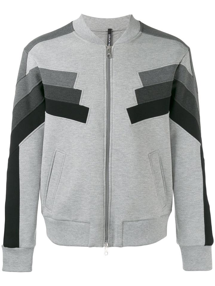 Neil Barrett Block Panel Zip Bomber, Men's, Size: Large, Grey, Lyocell/cotton/viscose/polyurethane