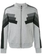 Neil Barrett Block Panel Zip Bomber, Men's, Size: Large, Grey, Lyocell/cotton/viscose/polyurethane