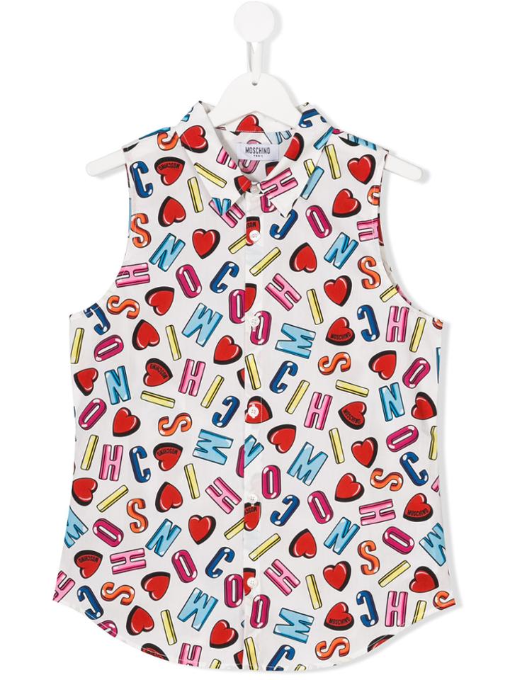 Moschino Kids Letter Motif Blouse - White