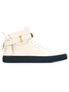 Buscemi 100mm Hi-top Sneakers, Men's, Size: 40, White, Calf Leather/metal/rubber/leather