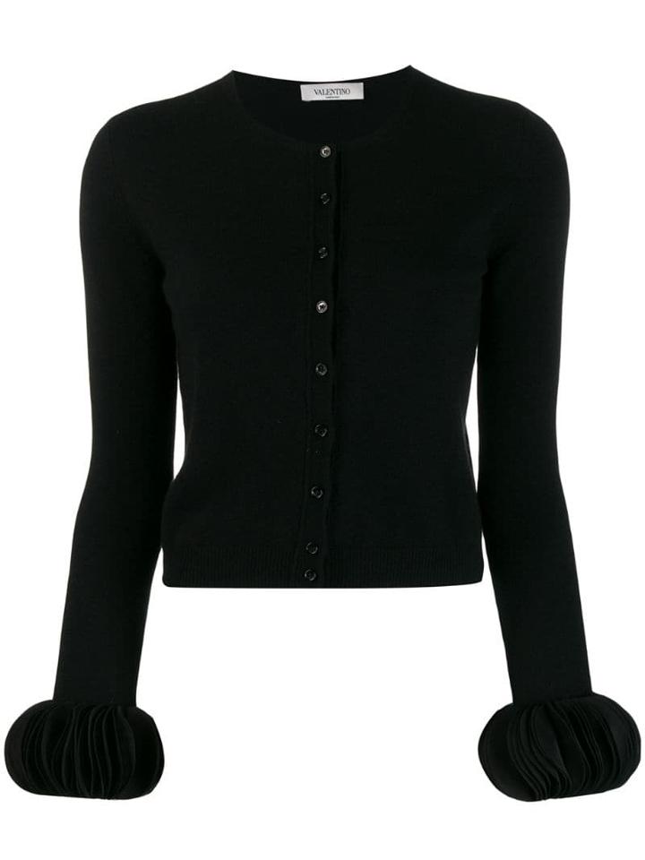 Valentino Petal Cuffs Cardigan - Black