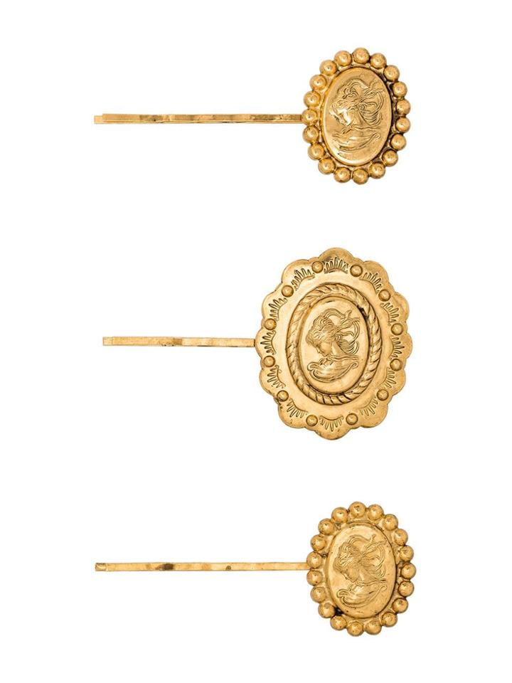 Jennifer Behr Set Of Three Denari Hair Clips - Gold