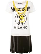 Moschino Chain Print T-shirt, Women's, Size: 36, White, Viscose/other Fibers