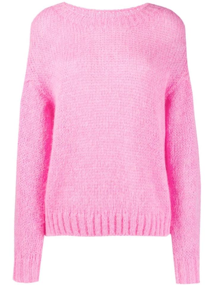 Closed Dropped Shoulder Sweater - Pink