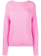 Closed Dropped Shoulder Sweater - Pink