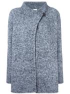 Armani Collezioni High Neck Wrap Style Coat, Women's, Size: 46, Grey, Polyamide/spandex/elastane/mohair/wool