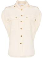 Chloé Silk Button Up Sleeve Top - Neutrals