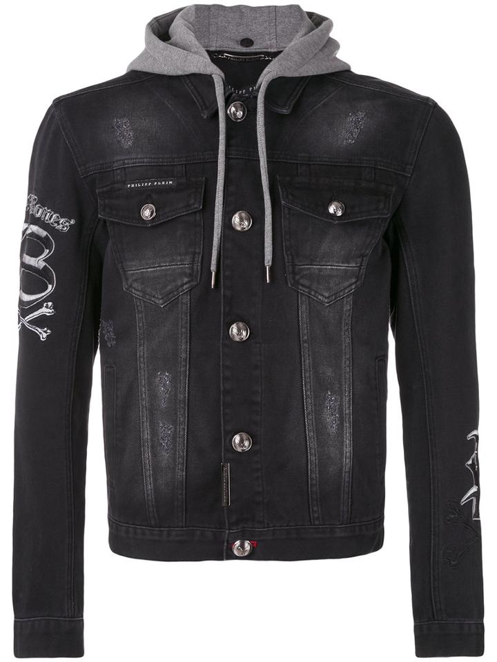 Philipp Plein - Embroidered Denim Jacket - Men - Cotton - S, Grey, Cotton