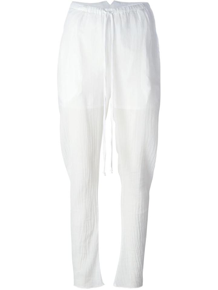 Lost & Found Rooms Tapered Sheer Trousers, Women's, Size: Large, White, Cotton