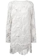 Chloé Crochet Tassel-hem Dress, Women's, Size: Medium, Nude/neutrals, Cotton/silk