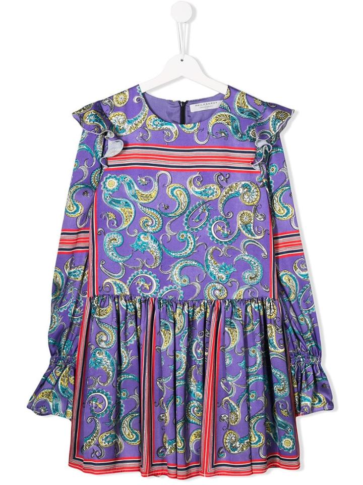 Philosophy Di Lorenzo Serafini Kids Teen Paisley Print Dress - Purple