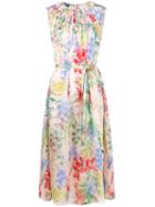 Rochas Floral Print Dress, Size: 42, Nude/neutrals, Silk