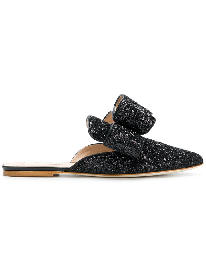 Polly Plume Betty Bow Slippers - Black