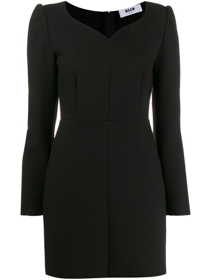 Msgm Fitted Sweetheart Dress - Black