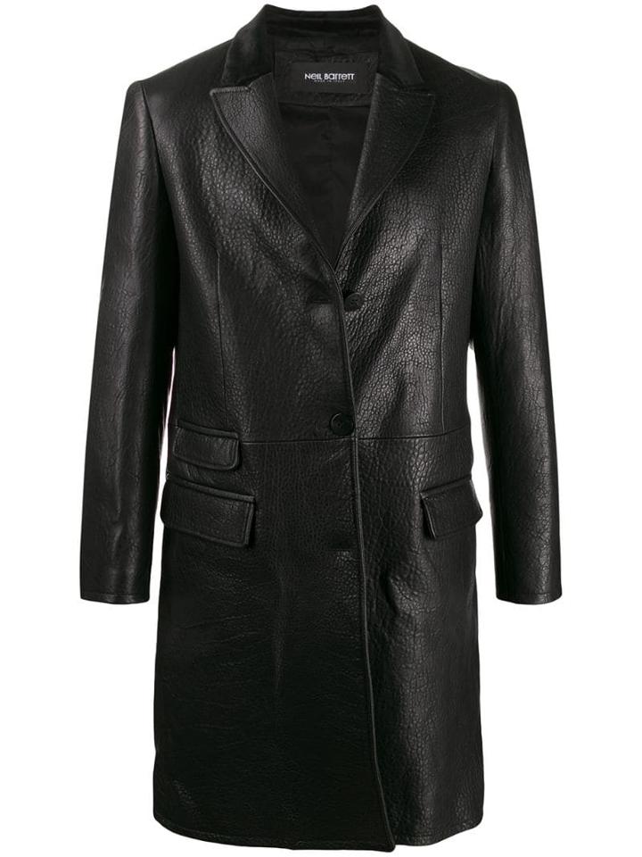 Neil Barrett Pebbled Leather Coat - Black