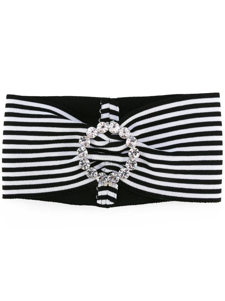Alessandra Rich Striped Headband, Women's, Black, Cotton/spandex/elastane