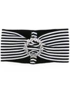 Alessandra Rich Striped Headband, Women's, Black, Cotton/spandex/elastane