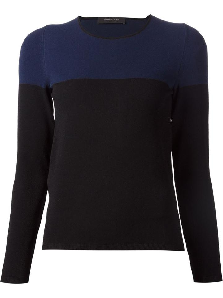 Cedric Charlier Contrasting Panels Crew Neck Sweater
