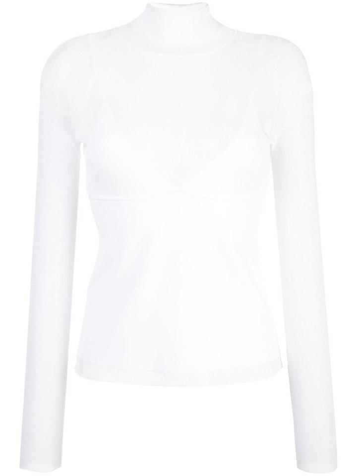 Proenza Schouler Matte Turtleneck Long Sleeve Turtleneck Top - White