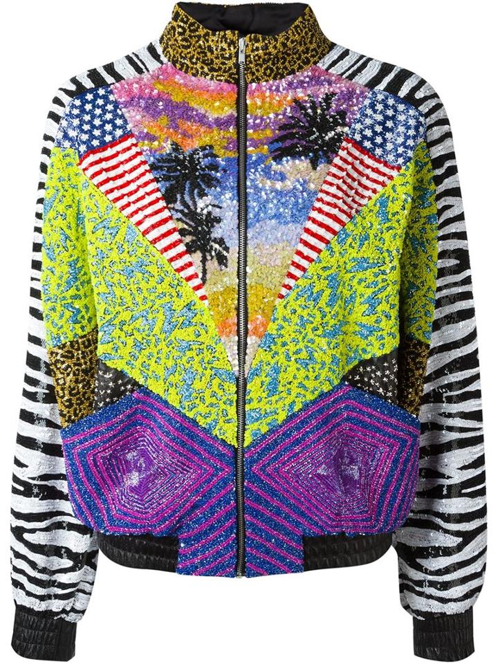 Saint Laurent Sequin Bomber Jacket, Women's, Size: 38, Viscose/leather/acetate/cupro