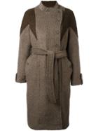 Diesel - Dislocated Fastening Belted Coat - Women - Cotton/polyester/wool - M, Brown, Cotton/polyester/wool