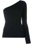 Theory One-shoulder Long Sleeve Top, Women's, Size: Small, Black, Rayon/nylon/spandex/elastane
