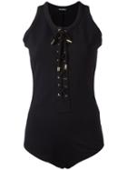 Balmain Eyelet Bodysuit, Women's, Size: 38, Black, Cotton/spandex/elastane