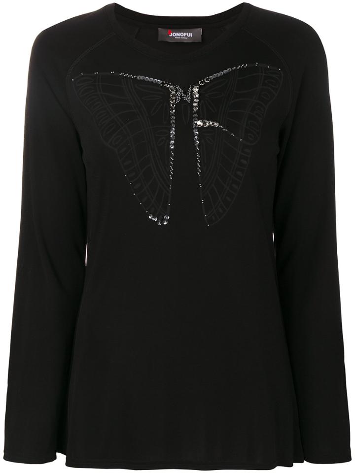 Jo No Fui Butterfly Longsleeved Top - Black