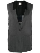 Semicouture Sleeveless Jacket With Pleated Details - Grey