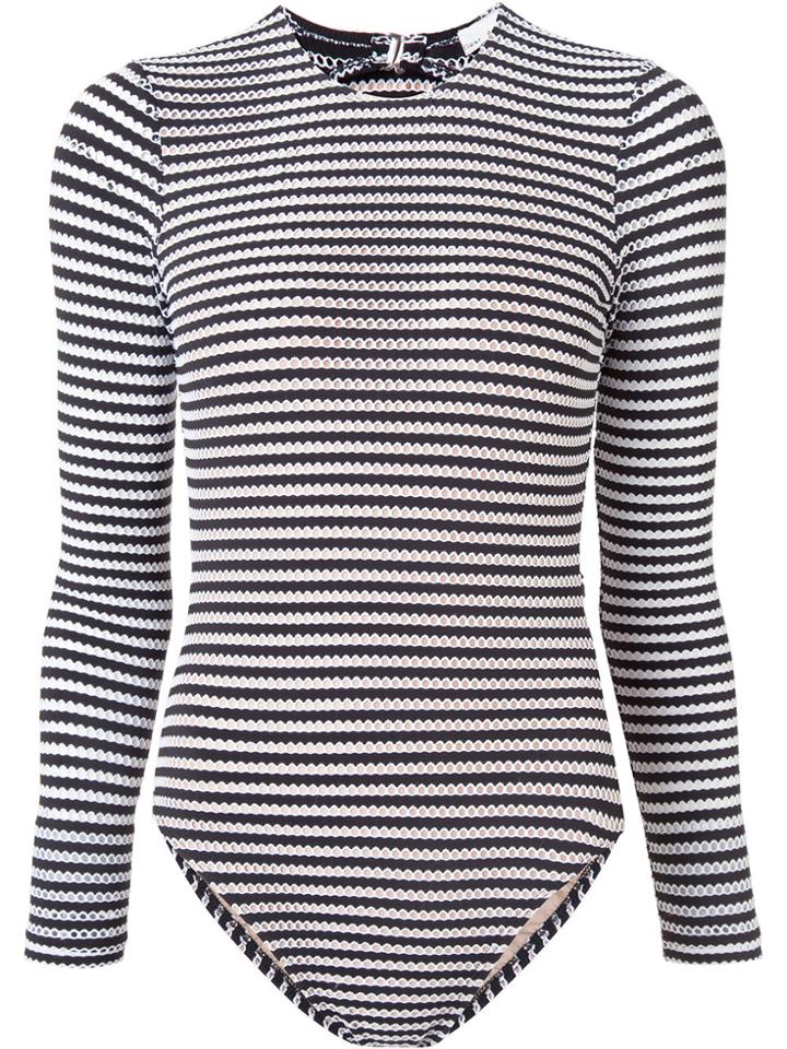 Fleur Du Mal Striped One Piece - Black