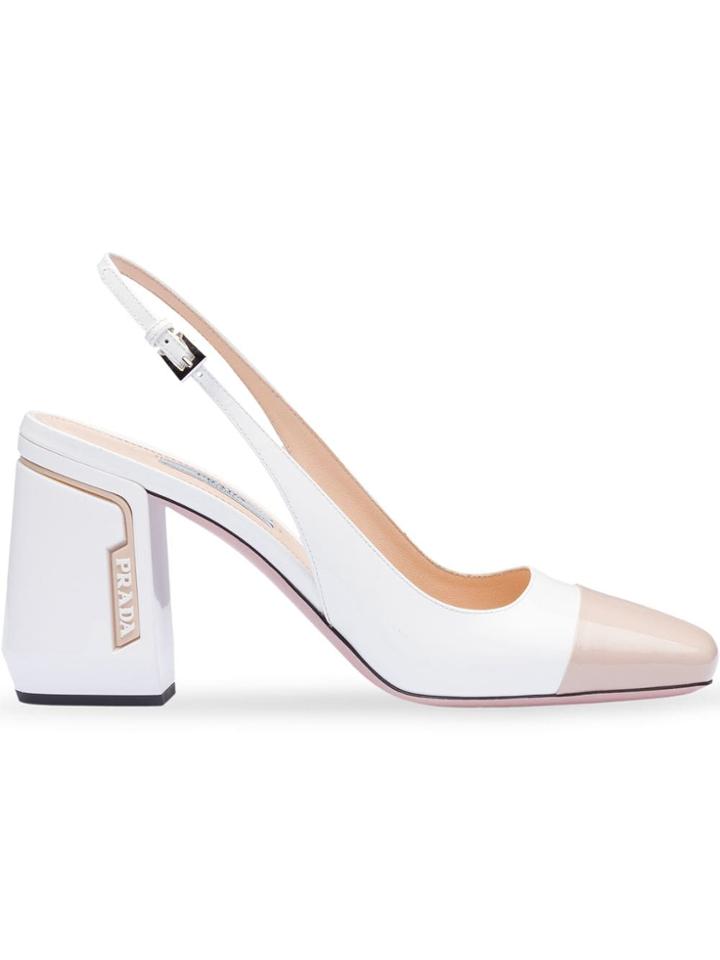 Prada Sling Back Pumps - White