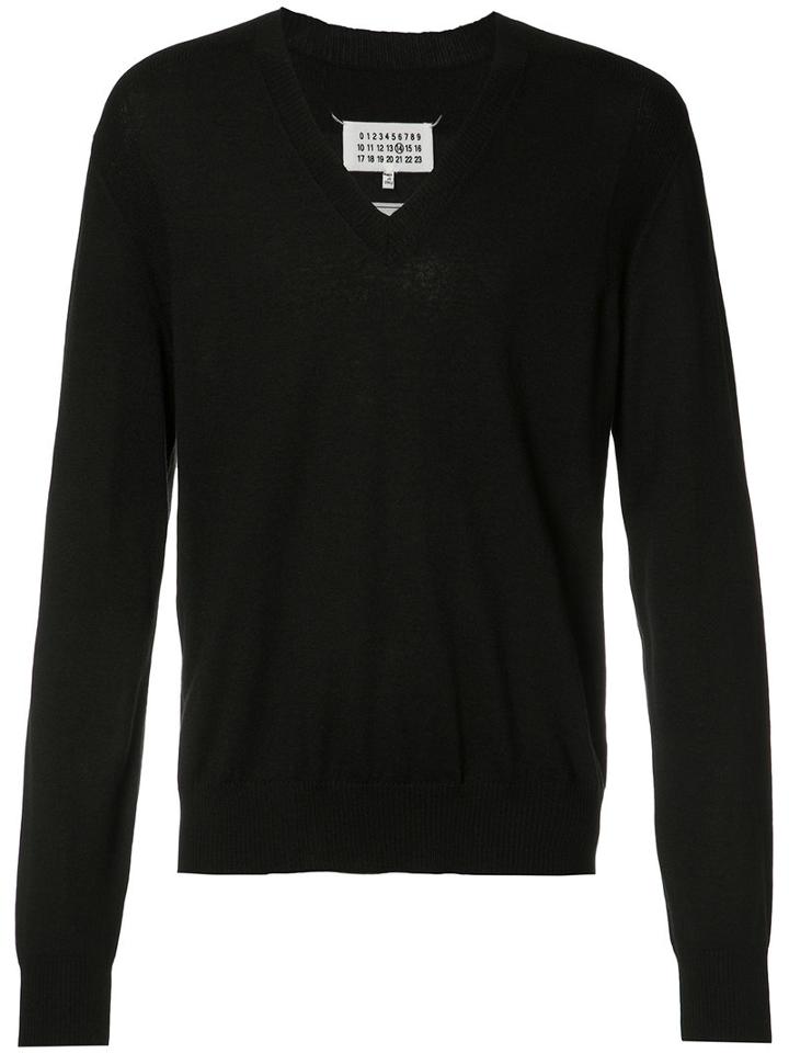 Maison Margiela Classic V-neck Jumper, Men's, Size: Medium, Black, Cashmere