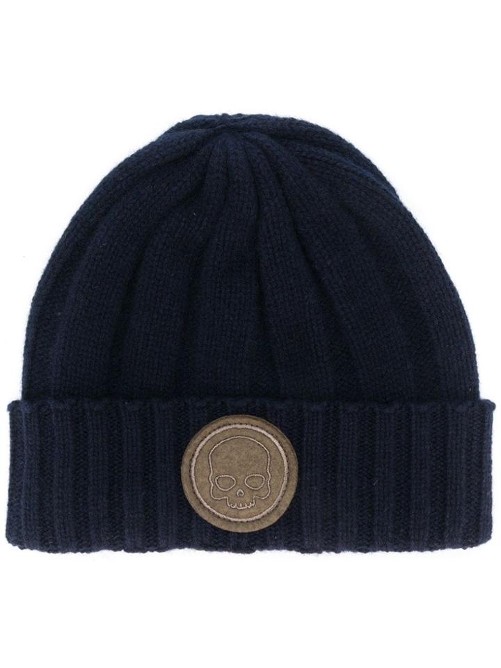 Hydrogen Ribbed Cashmere Beanie - Blue